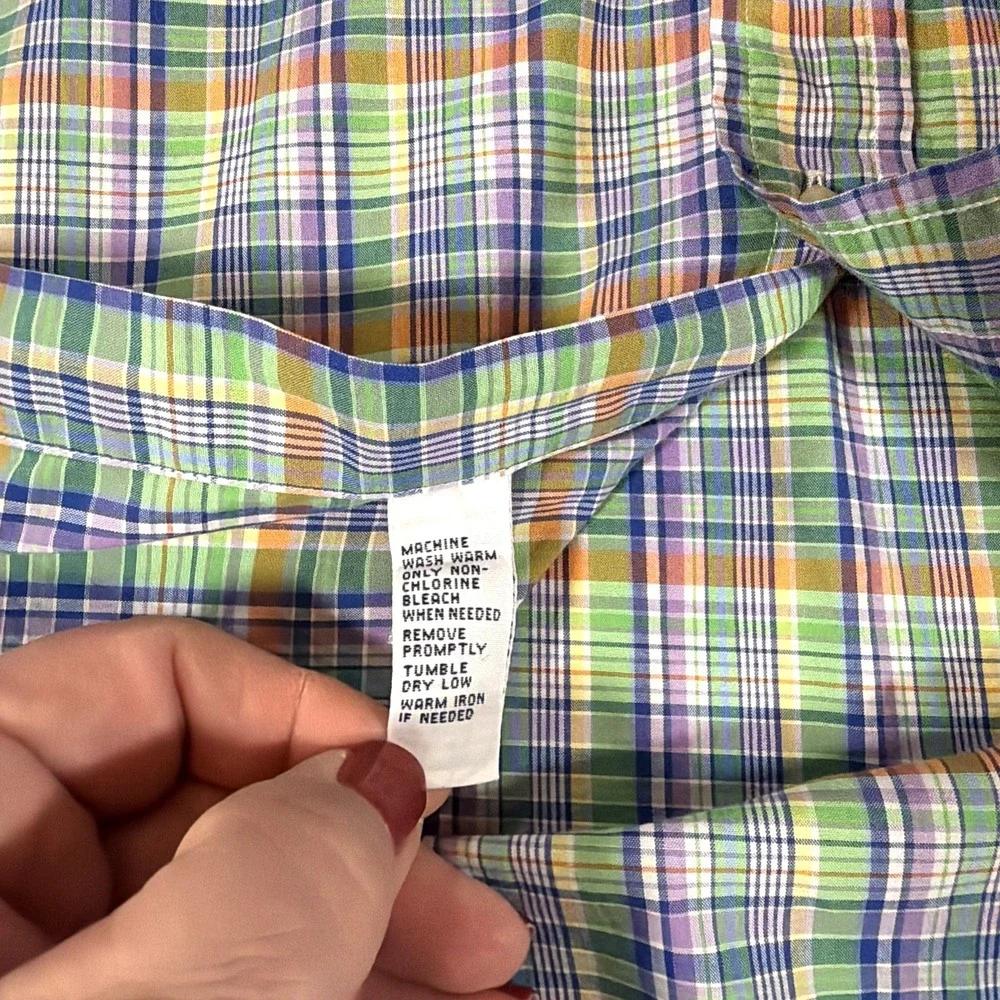 Vintage Polo Ralph Lauren Plaid Shirt Mens‎ XL Green Classic Fit Button Down